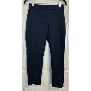 Theory‎ Womens back elastic viscose ankle zip cropped pants black sz 2